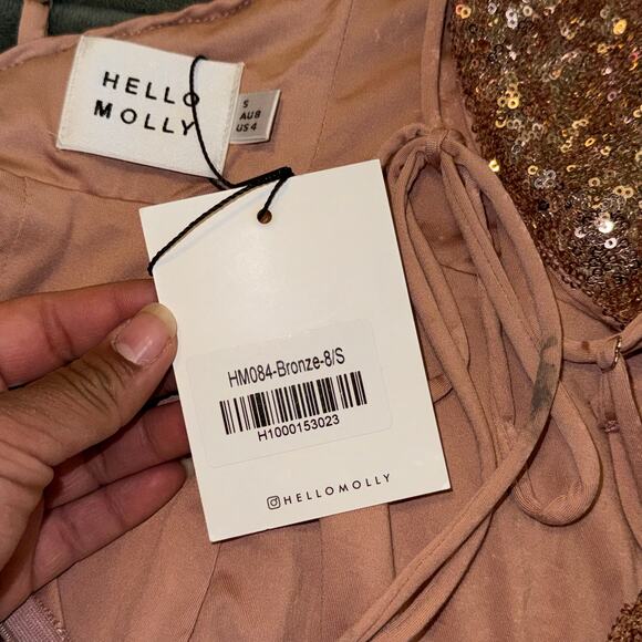 HELLO MOLLY Glitter Gypsy Dress Bronze Women's Small (4) Cocktail Homecoming - Picture 7 of 10